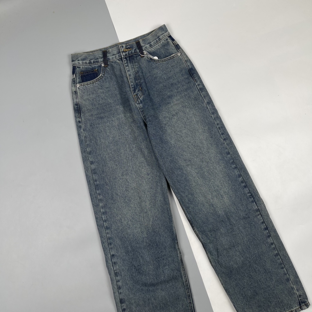 220 MAISONMARGIELA/马吉拉 22FW 口袋白线LOGO水洗做旧阔腿牛仔裤