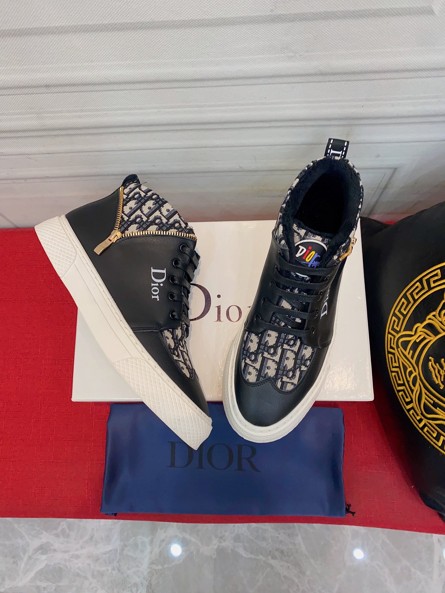 Dior Casual Shoes Men Cowhide High Tops