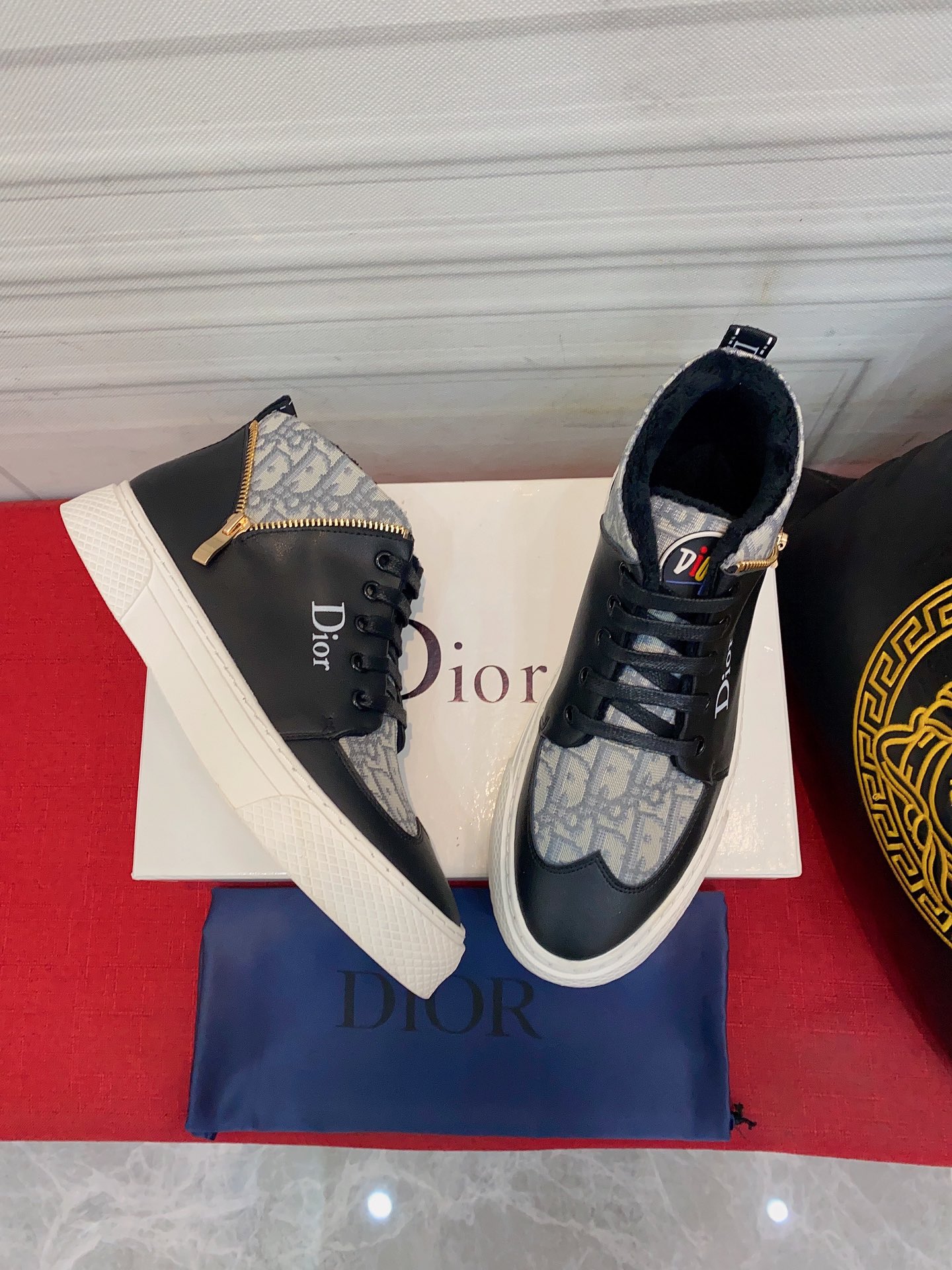 Dior Casual Shoes Men Cowhide High Tops