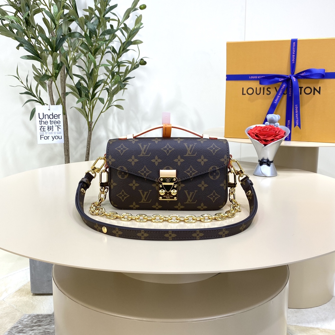 Louis Vuitton LV Pochette MeTis Handbags Messenger Bags Monogram Canvas Cowhide Chains M46279