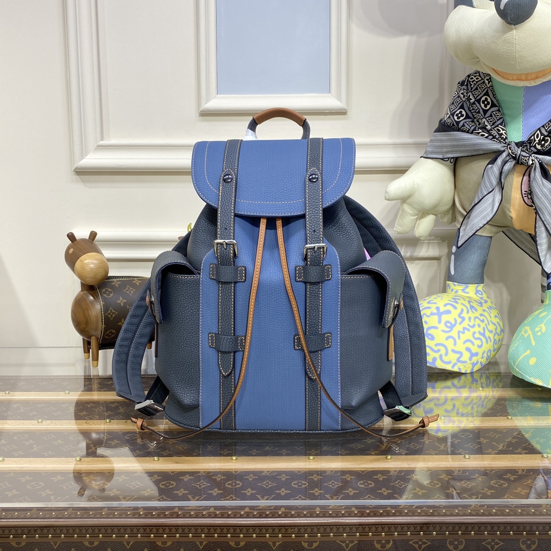 Louis Vuitton LV Christopher Bags Backpack Black Blue Printing Spring Collection M46338