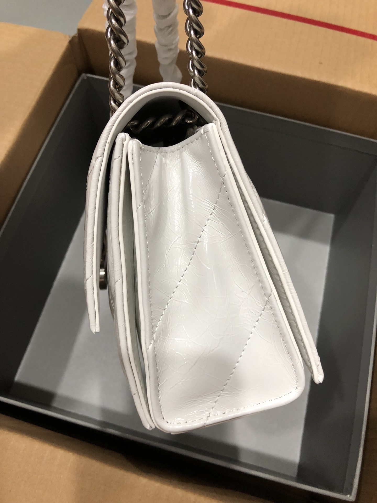 Balenciaga Style White Leather Chain Bag style reference detail image 4 from source 776239