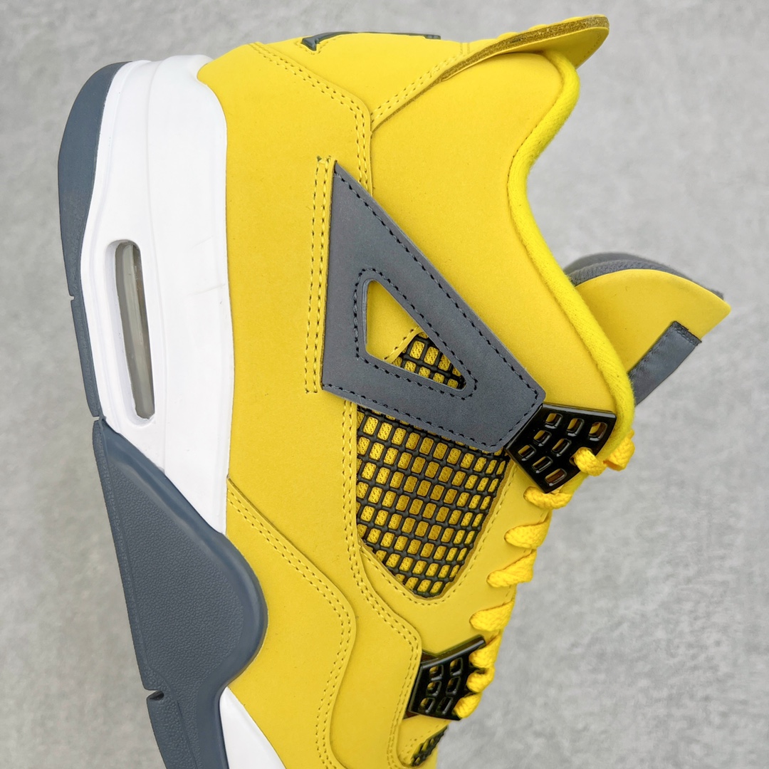 图片[6]-零售💰260 ＃KZ神版福利回馈‼Air Jordan AJ4 Retro 黑黄电母 货号：CT8527-700 独家外贸特供尺码含 45.5 49.5 50.5 国内外口碑最好最推荐的产品 市场中端王者 亲自操刀耗时半年巨作 全套原纸板楦头开发 确保原汁原味 完美呈现四代版型 一比一鞋头弧度高度鞋身弧度 此版本只针对中端市场 皮料材质有所更替 其他数据细节工艺流程均保持一致 绝不口嗨 细节品控鞋型随意秒杀市面3XX 4XX 原厂TPU网格鞋带扣 正确内里网布 菱角分明不变形无多余毛边 柔软性质感一致于原鞋 市场唯一原厂鞋扣模具 背面可见隐藏注塑口 原厂织唛标 原厂飞人电绣工艺 尾指中部跳三针 独家绑鞋带手法 印刷中底布 四线拉帮 米色美纹纸贴合固定 进口港宝加持 后跟自然饱满 全鞋荧光划线卡点 追求极致完美 每一双都是工艺品 多重QC质检 超越公司货的品控标准 实实在在的免检产品 尺码：40 40.5 41 42 42.5 43 44 44.5 45 45.5 46 47.5 48.5 49.5 50.5 编码：by2936060-运动鞋