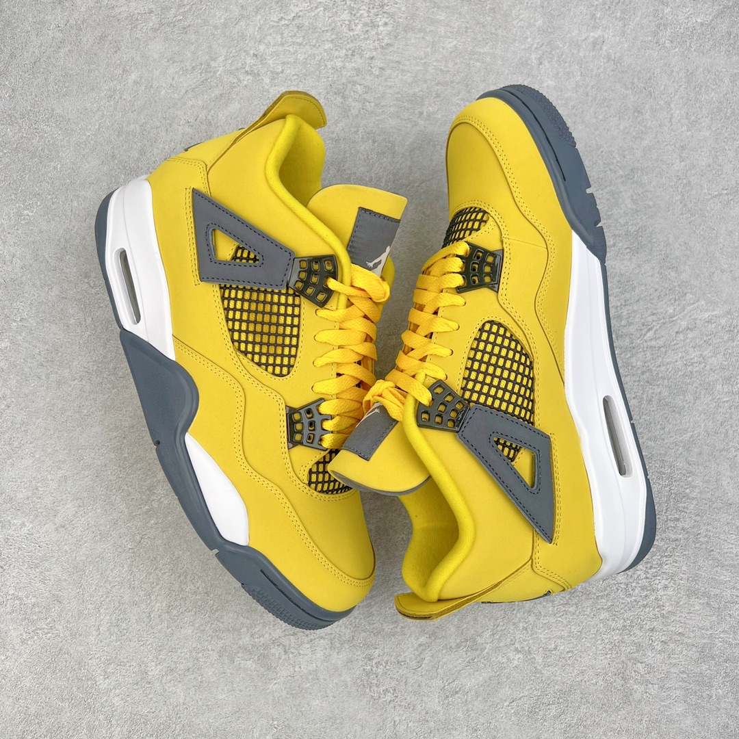 图片[3]-零售💰260 ＃KZ神版福利回馈‼Air Jordan AJ4 Retro 黑黄电母 货号：CT8527-700 独家外贸特供尺码含 45.5 49.5 50.5 国内外口碑最好最推荐的产品 市场中端王者 亲自操刀耗时半年巨作 全套原纸板楦头开发 确保原汁原味 完美呈现四代版型 一比一鞋头弧度高度鞋身弧度 此版本只针对中端市场 皮料材质有所更替 其他数据细节工艺流程均保持一致 绝不口嗨 细节品控鞋型随意秒杀市面3XX 4XX 原厂TPU网格鞋带扣 正确内里网布 菱角分明不变形无多余毛边 柔软性质感一致于原鞋 市场唯一原厂鞋扣模具 背面可见隐藏注塑口 原厂织唛标 原厂飞人电绣工艺 尾指中部跳三针 独家绑鞋带手法 印刷中底布 四线拉帮 米色美纹纸贴合固定 进口港宝加持 后跟自然饱满 全鞋荧光划线卡点 追求极致完美 每一双都是工艺品 多重QC质检 超越公司货的品控标准 实实在在的免检产品 尺码：40 40.5 41 42 42.5 43 44 44.5 45 45.5 46 47.5 48.5 49.5 50.5 编码：by2936060-运动鞋