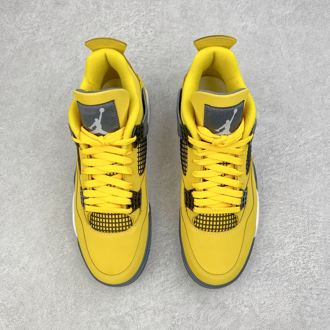 图片[2]-零售💰260 ＃KZ神版福利回馈‼Air Jordan AJ4 Retro 黑黄电母 货号：CT8527-700 独家外贸特供尺码含 45.5 49.5 50.5 国内外口碑最好最推荐的产品 市场中端王者 亲自操刀耗时半年巨作 全套原纸板楦头开发 确保原汁原味 完美呈现四代版型 一比一鞋头弧度高度鞋身弧度 此版本只针对中端市场 皮料材质有所更替 其他数据细节工艺流程均保持一致 绝不口嗨 细节品控鞋型随意秒杀市面3XX 4XX 原厂TPU网格鞋带扣 正确内里网布 菱角分明不变形无多余毛边 柔软性质感一致于原鞋 市场唯一原厂鞋扣模具 背面可见隐藏注塑口 原厂织唛标 原厂飞人电绣工艺 尾指中部跳三针 独家绑鞋带手法 印刷中底布 四线拉帮 米色美纹纸贴合固定 进口港宝加持 后跟自然饱满 全鞋荧光划线卡点 追求极致完美 每一双都是工艺品 多重QC质检 超越公司货的品控标准 实实在在的免检产品 尺码：40 40.5 41 42 42.5 43 44 44.5 45 45.5 46 47.5 48.5 49.5 50.5 编码：by2936060-运动鞋