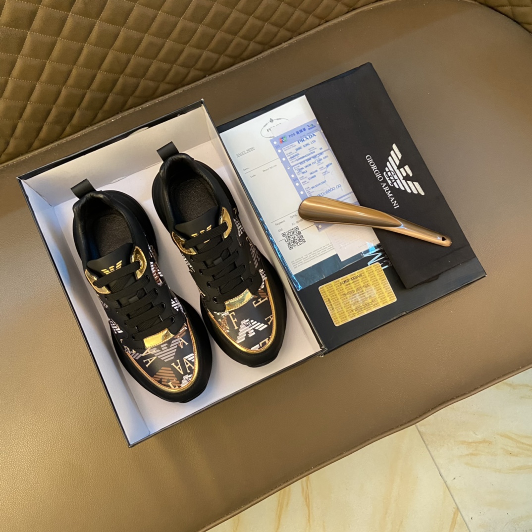 J0 Armani 阿玛尼  原版专柜潮鞋 鞋面意大利进口头层顶级牛皮,羊皮内里 潮男年轻人必备,欧美时尚风格,无论走到那你都是亮点.1:1复刻 运动风,原单 Armani 阿玛尼 印图 懒人套脚必备 原版运动底 精品打造 适合司机驾车出行 款式简单而不失奢华,百搭,让你走到那都是亮点,男鞋码数：38-44 45定做 黑色 绿色 灰色 白色 选
