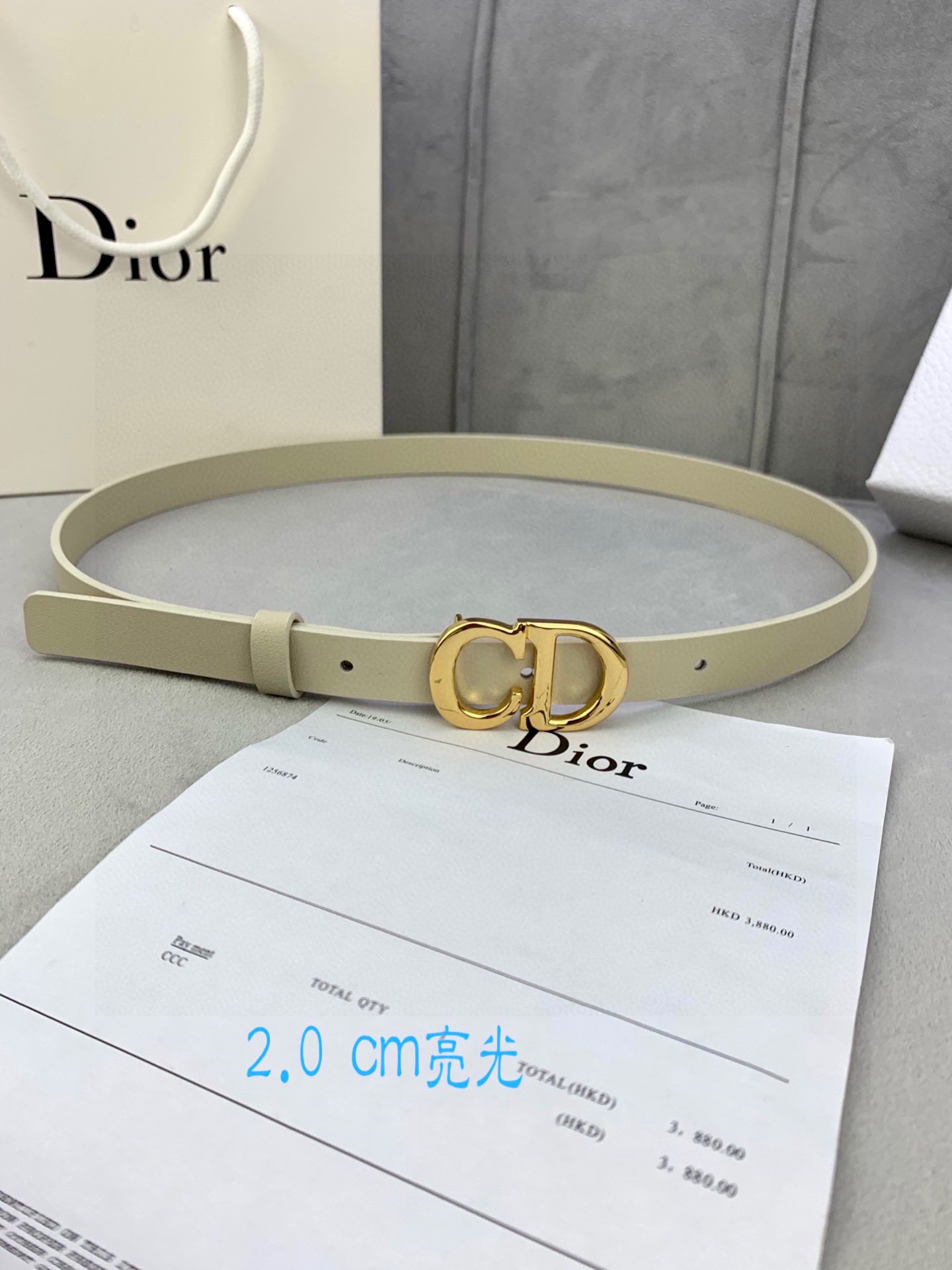 Original, width 2.0cm, Dior (Dior) popular flat belt body without stitching / Saddle imported calfskin belt body, metal…