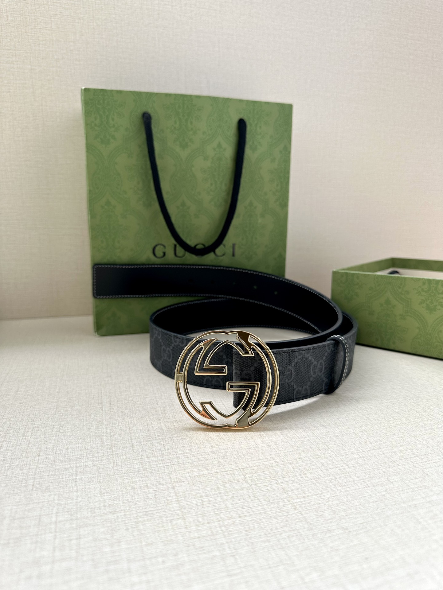 Gucci Style Black Leather Men's Belts Men's Belts Men's Belt detail image 7 from source 766486