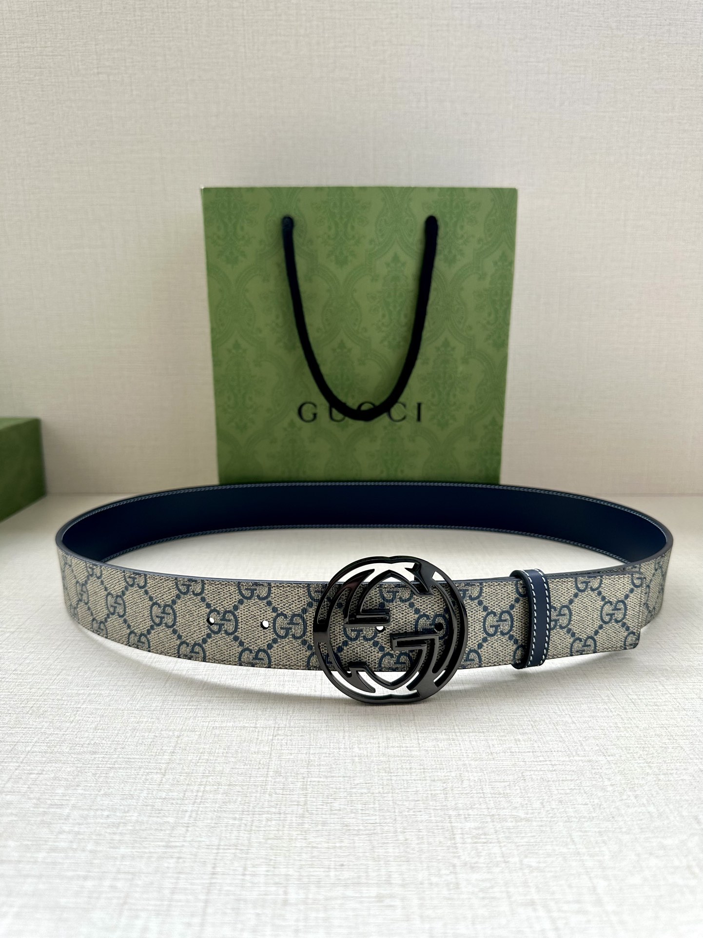 Gucci Style Black Leather Men's Belts Men's Belts Men's Belt detail image 5 from source 766487