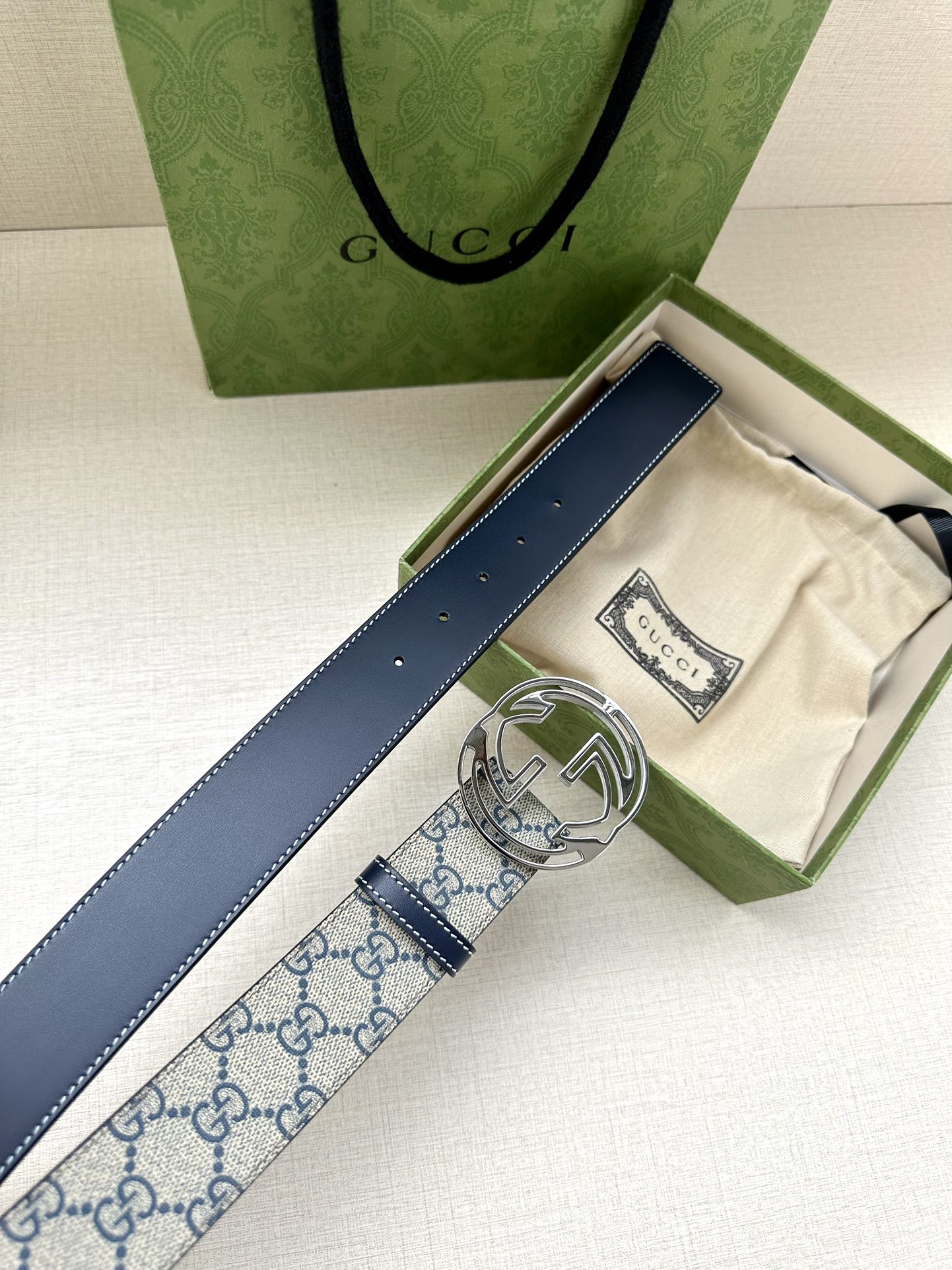 Gucci Style Black Leather Men's Belts Men's Belts Men's Belt detail image 8 from source 766487