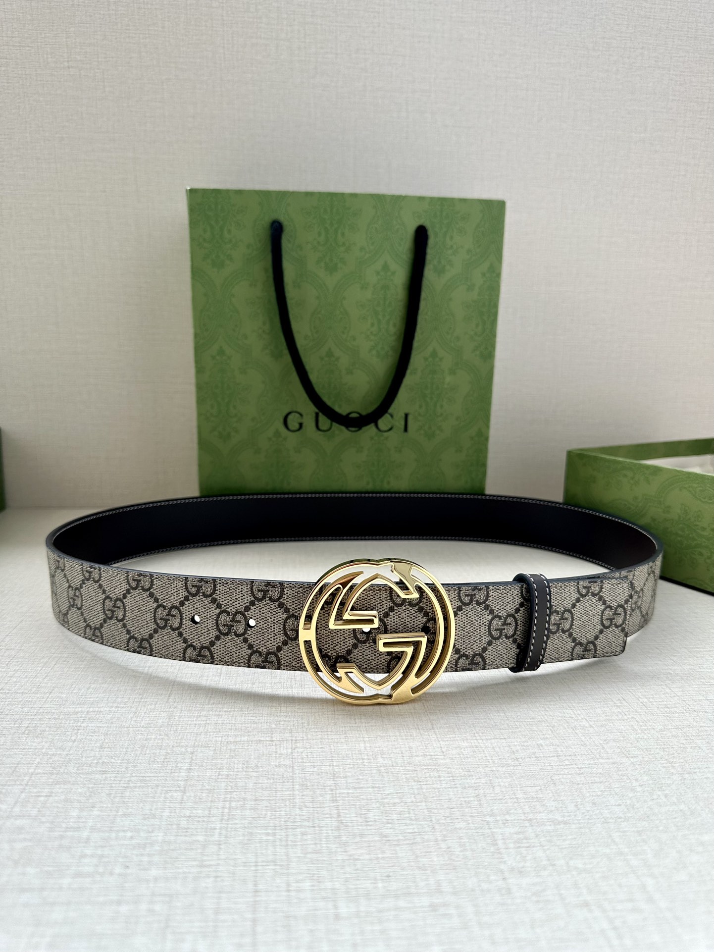 Gucci Style Black Leather Men's Belts Men's Belts Men's Belt detail image 5 from source 766488