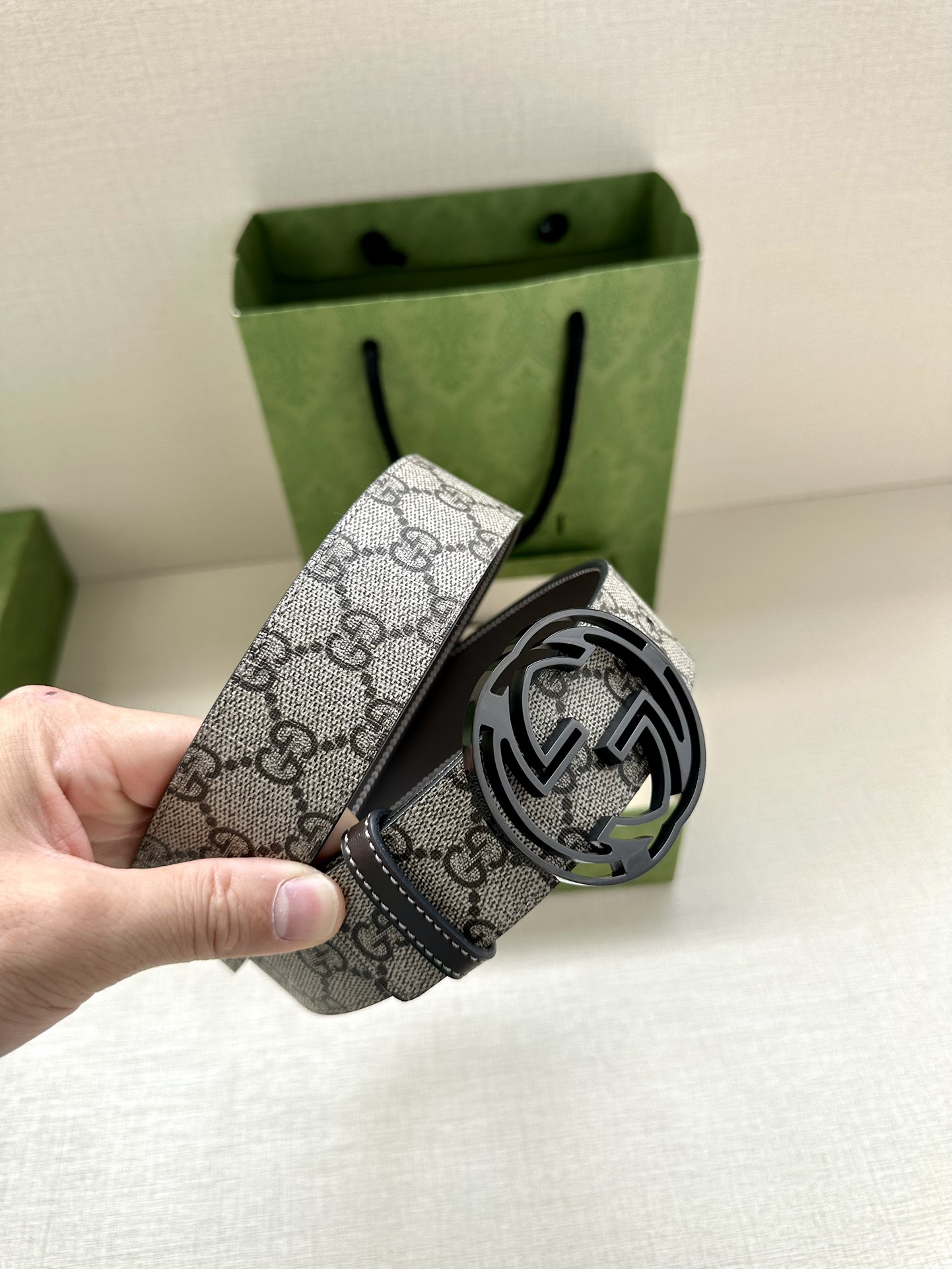 Gucci Style Black Leather Men's Belts Men's Belts Men's Belt detail image 7 from source 766488