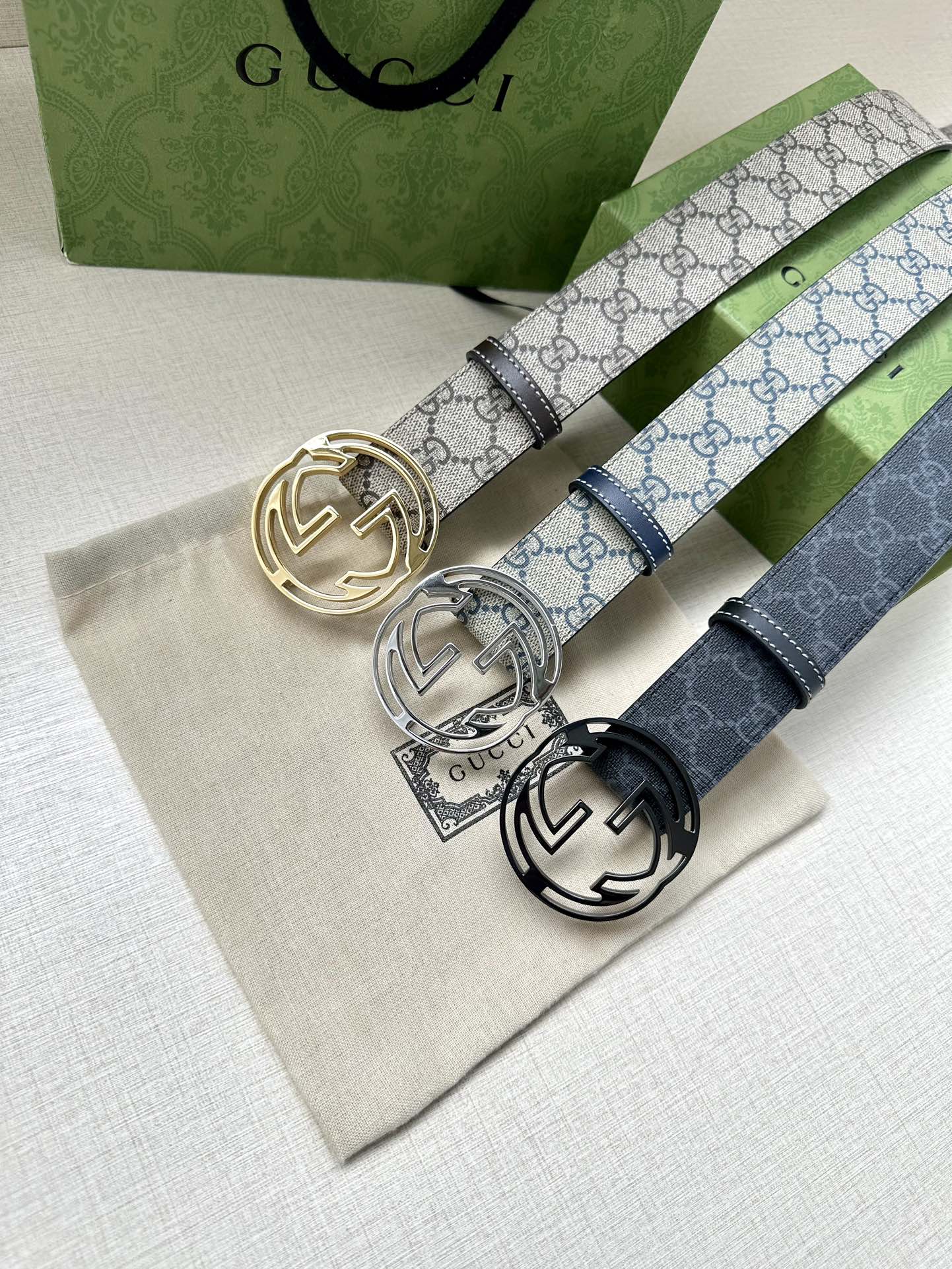 Gucci Style Black Leather Men's Belts Men's Belts Men's Belt detail image 9 from source 766488