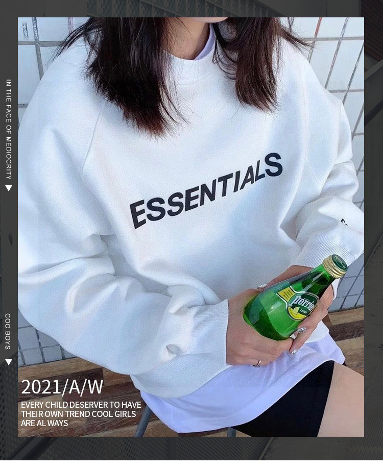 140 FEAR OF GOD 复线 ESSENTIALS 新款胸前压胶字母插肩袖圆领卫衣