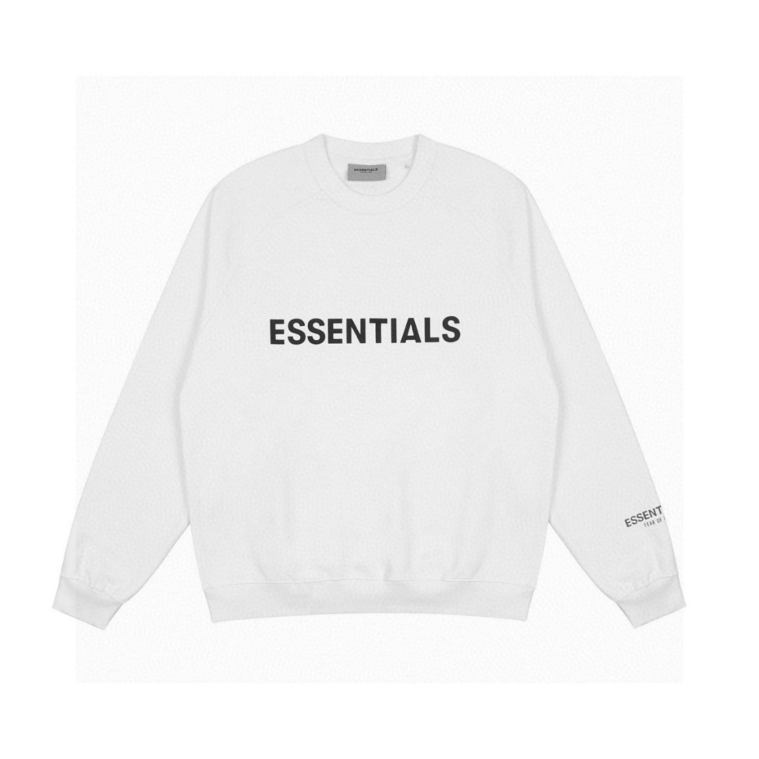 140 FEAR OF GOD 复线 ESSENTIALS 新款胸前压胶字母插肩袖圆领卫衣