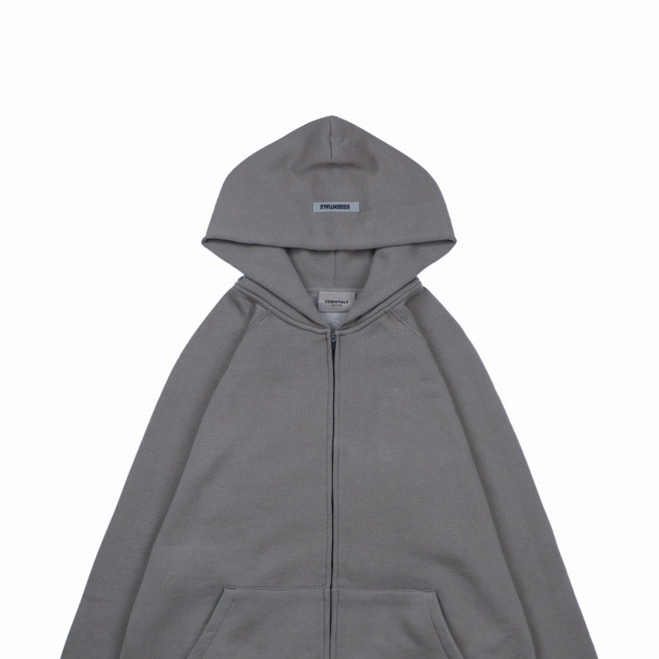 200 完美复刻FEAR OF GOD 复线 ESSENTIALS 基础简约背面压胶logo连帽拉链开衫帽衫