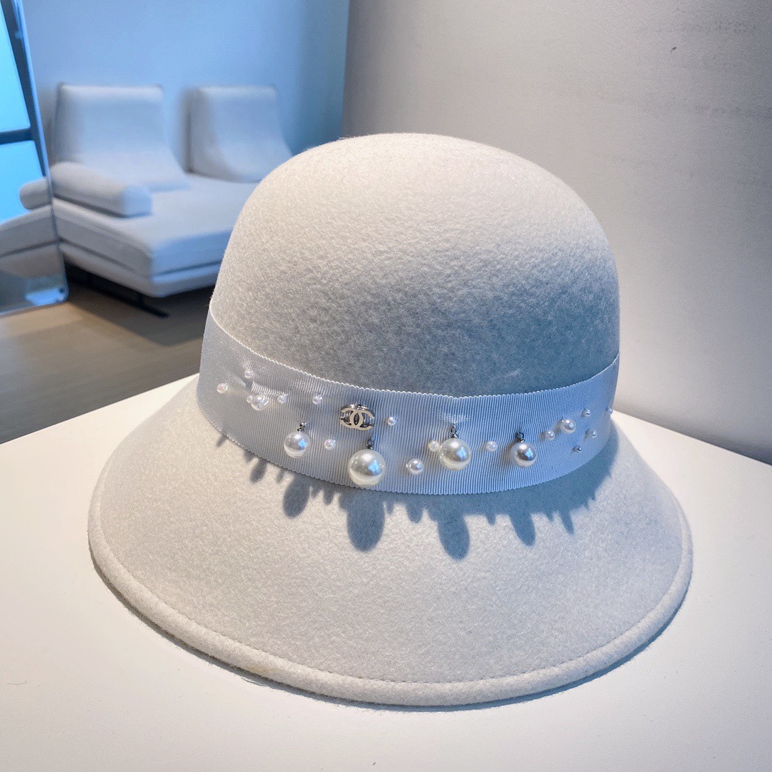 [Chanel Hats]chanel chanel 2025 autumn and winter new wool basin hat Pearl bas