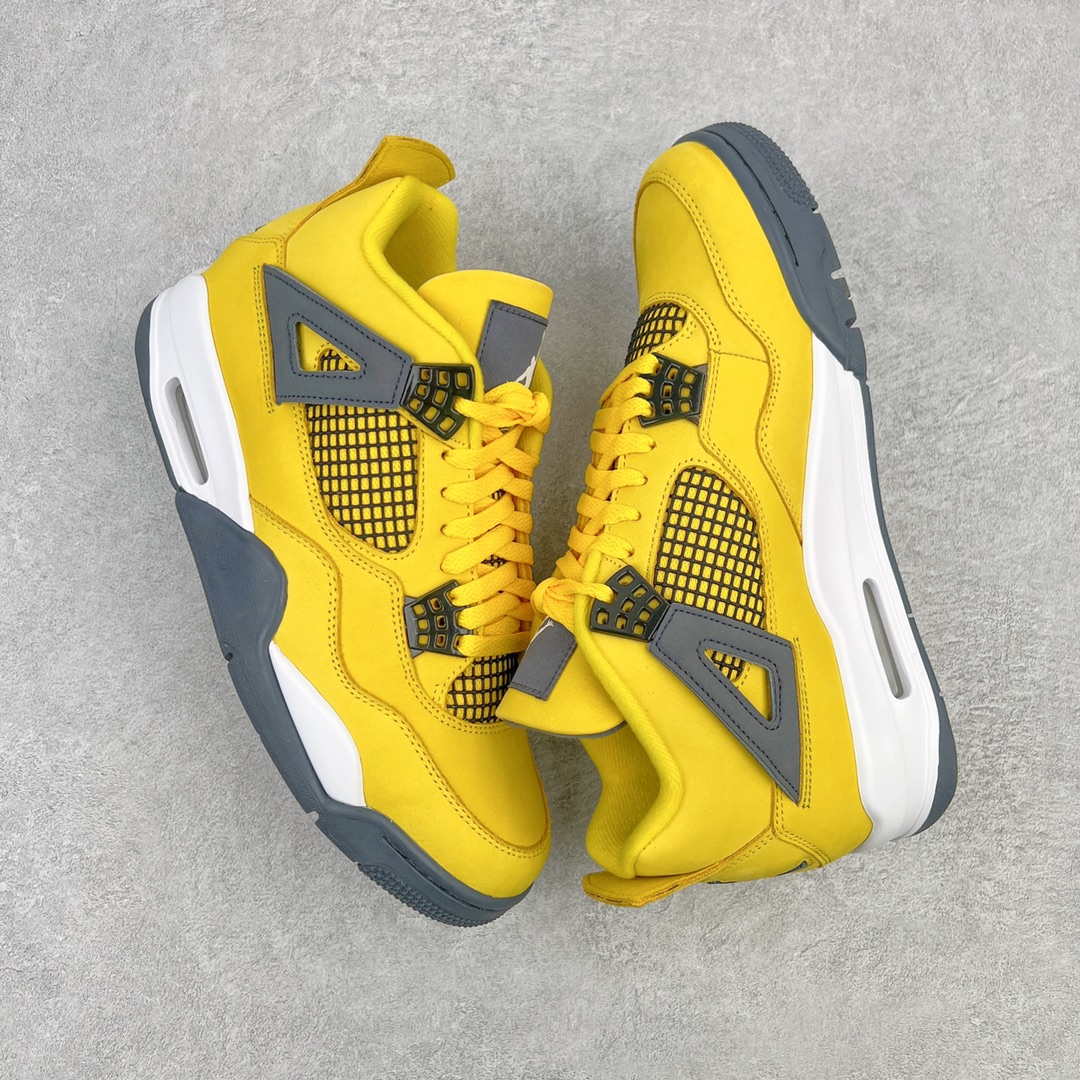 图片[3]-💰460 ＃GX Air Jordan AJ4 Retro 黑黄电母 货号：CT8527-700 圈内最强四代 独家外贸特供尺码含 45.5 49.5 50.5 耗时半年巨作 全套原纸板楦头开发 原厂特供皮料加持 确保原汁原味 完美呈现四代版型 一比一鞋头弧度高度鞋身弧度 数据细节工艺流程均保持原鞋一致 原厂TPU网格鞋带扣 正确内里网布 菱角分明不变形无多余毛边 柔软性质感一致于原鞋 市场唯一原厂鞋扣模具 背面可见隐藏注塑口 原厂织唛标 原厂飞人电绣工艺 尾指中部跳三针 独家绑鞋带手法 印刷中底布 四线拉帮 米色美纹纸贴合固定 进口港宝加持 后跟自然饱满 全鞋荧光划线卡点 追求极致完美 每一双都是工艺品 多重QC质检 超越公司货的品控标准 实实在在的免检产品 尺码：40 40.5 41 42 42.5 43 44 44.5 45 45.5 46 47.5 48.5 49.5 50.5 编码：by5936030-运动鞋