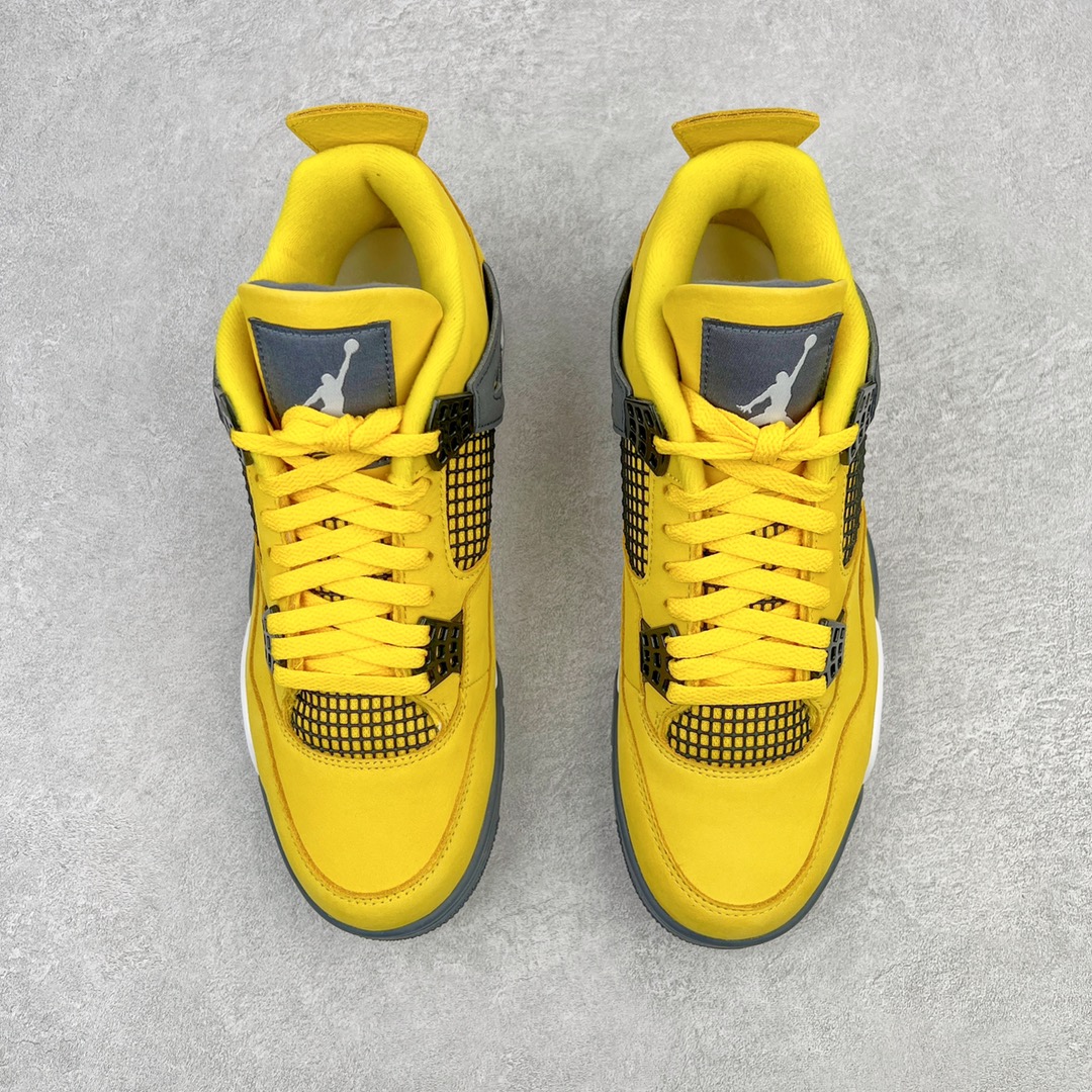 图片[2]-💰460 ＃GX Air Jordan AJ4 Retro 黑黄电母 货号：CT8527-700 圈内最强四代 独家外贸特供尺码含 45.5 49.5 50.5 耗时半年巨作 全套原纸板楦头开发 原厂特供皮料加持 确保原汁原味 完美呈现四代版型 一比一鞋头弧度高度鞋身弧度 数据细节工艺流程均保持原鞋一致 原厂TPU网格鞋带扣 正确内里网布 菱角分明不变形无多余毛边 柔软性质感一致于原鞋 市场唯一原厂鞋扣模具 背面可见隐藏注塑口 原厂织唛标 原厂飞人电绣工艺 尾指中部跳三针 独家绑鞋带手法 印刷中底布 四线拉帮 米色美纹纸贴合固定 进口港宝加持 后跟自然饱满 全鞋荧光划线卡点 追求极致完美 每一双都是工艺品 多重QC质检 超越公司货的品控标准 实实在在的免检产品 尺码：40 40.5 41 42 42.5 43 44 44.5 45 45.5 46 47.5 48.5 49.5 50.5 编码：by5936030-运动鞋