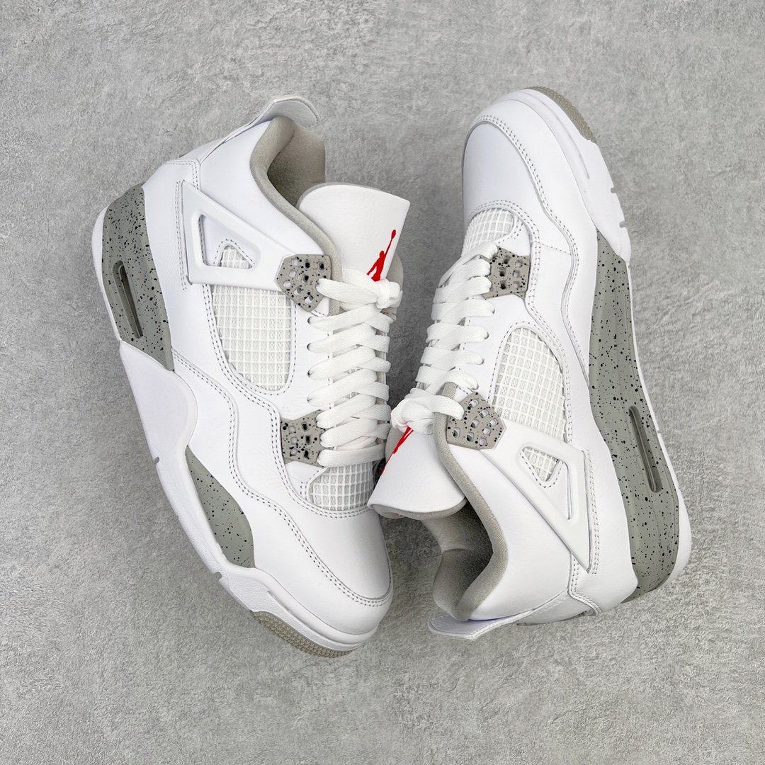 图片[3]-💰460 ＃GX Air Jordan AJ4 Retro 白灰奥利奥 CT8527-100 圈内最强四代 独家外贸特供尺码含 45.5 49.5 50.5 耗时半年巨作 全套原纸板楦头开发 原厂特供皮料加持 确保原汁原味 完美呈现四代版型 一比一鞋头弧度高度鞋身弧度 数据细节工艺流程均保持原鞋一致 原厂TPU网格鞋带扣 正确内里网布 菱角分明不变形无多余毛边 柔软性质感一致于原鞋 市场唯一原厂鞋扣模具 背面可见隐藏注塑口 原厂织唛标 原厂飞人电绣工艺 尾指中部跳三针 独家绑鞋带手法 印刷中底布 四线拉帮 米色美纹纸贴合固定 进口港宝加持 后跟自然饱满 全鞋荧光划线卡点 追求极致完美 每一双都是工艺品 多重QC质检 超越公司货的品控标准 实实在在的免检产品 尺码：40 40.5 41 42 42.5 43 44 44.5 45 45.5 46 47.5 48.5 49.5 50.5 编码：by5936030-运动鞋