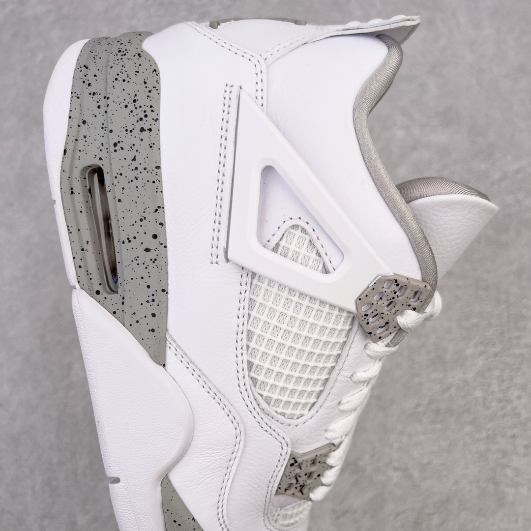 图片[6]-💰460 ＃GX Air Jordan AJ4 Retro 白灰奥利奥 CT8527-100 圈内最强四代 独家外贸特供尺码含 45.5 49.5 50.5 耗时半年巨作 全套原纸板楦头开发 原厂特供皮料加持 确保原汁原味 完美呈现四代版型 一比一鞋头弧度高度鞋身弧度 数据细节工艺流程均保持原鞋一致 原厂TPU网格鞋带扣 正确内里网布 菱角分明不变形无多余毛边 柔软性质感一致于原鞋 市场唯一原厂鞋扣模具 背面可见隐藏注塑口 原厂织唛标 原厂飞人电绣工艺 尾指中部跳三针 独家绑鞋带手法 印刷中底布 四线拉帮 米色美纹纸贴合固定 进口港宝加持 后跟自然饱满 全鞋荧光划线卡点 追求极致完美 每一双都是工艺品 多重QC质检 超越公司货的品控标准 实实在在的免检产品 尺码：40 40.5 41 42 42.5 43 44 44.5 45 45.5 46 47.5 48.5 49.5 50.5 编码：by5936030-运动鞋