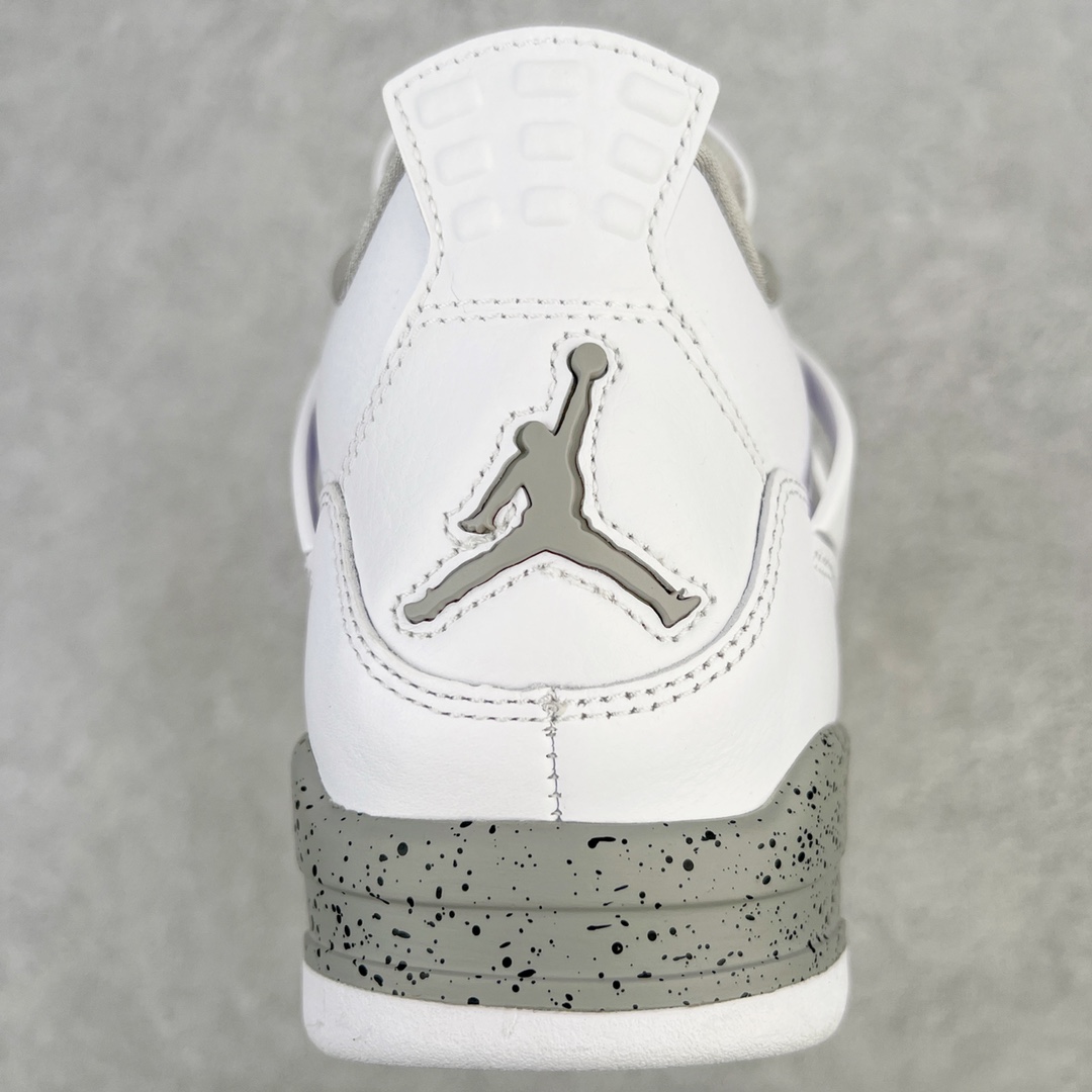 图片[8]-💰460 ＃GX Air Jordan AJ4 Retro 白灰奥利奥 CT8527-100 圈内最强四代 独家外贸特供尺码含 45.5 49.5 50.5 耗时半年巨作 全套原纸板楦头开发 原厂特供皮料加持 确保原汁原味 完美呈现四代版型 一比一鞋头弧度高度鞋身弧度 数据细节工艺流程均保持原鞋一致 原厂TPU网格鞋带扣 正确内里网布 菱角分明不变形无多余毛边 柔软性质感一致于原鞋 市场唯一原厂鞋扣模具 背面可见隐藏注塑口 原厂织唛标 原厂飞人电绣工艺 尾指中部跳三针 独家绑鞋带手法 印刷中底布 四线拉帮 米色美纹纸贴合固定 进口港宝加持 后跟自然饱满 全鞋荧光划线卡点 追求极致完美 每一双都是工艺品 多重QC质检 超越公司货的品控标准 实实在在的免检产品 尺码：40 40.5 41 42 42.5 43 44 44.5 45 45.5 46 47.5 48.5 49.5 50.5 编码：by5936030-运动鞋