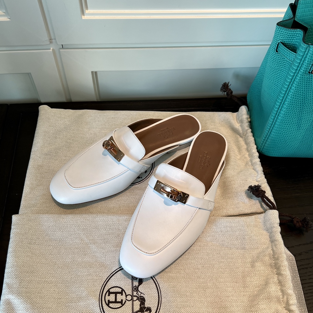 Top 1:1 Replica
 Hermes Kelly Shoes Half Slippers Sewing Genuine Leather