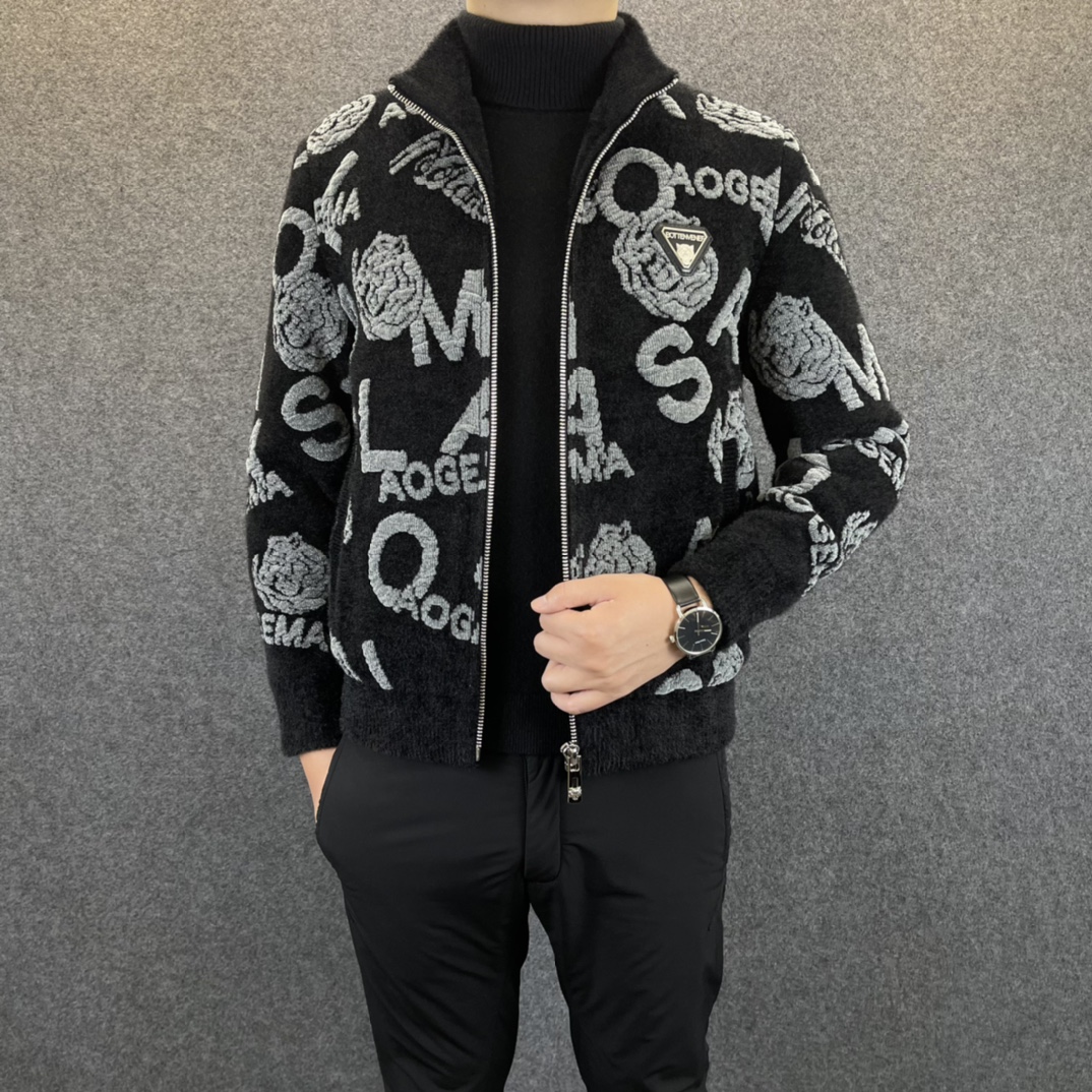 Louis Vuitton Clothing Coats & Jackets Black Printing Men Knitting Fall/Winter Collection Casual
