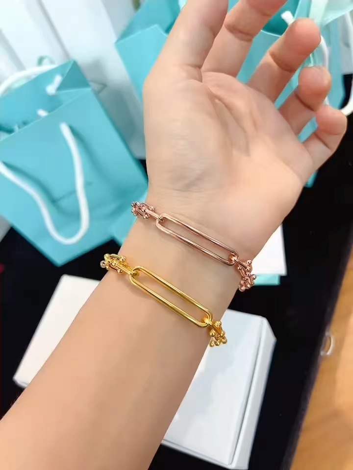 Tiffany & Co. 椭圆竹节u形手链 玫瑰金 /金色