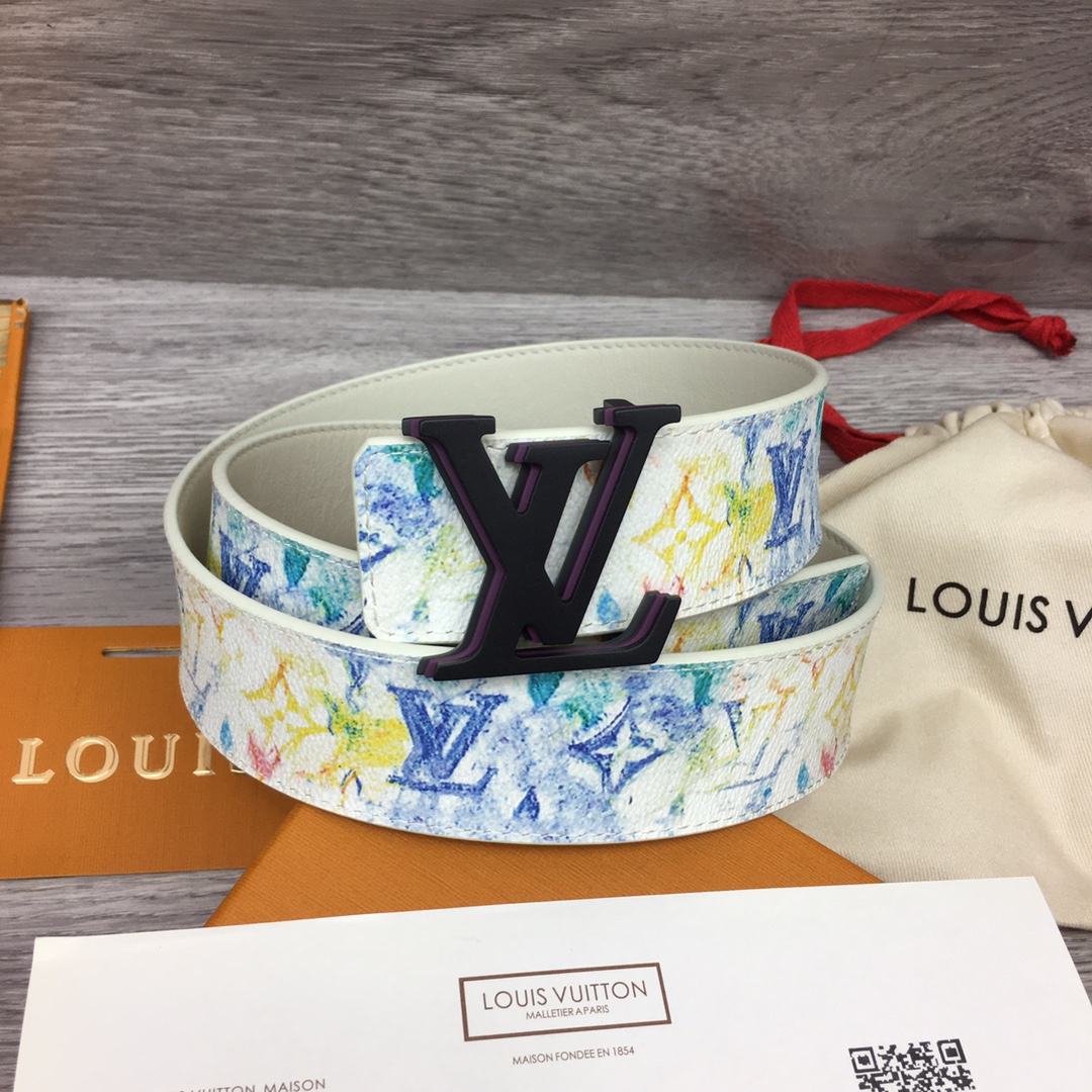 Louis Vuitton Belts Men Calfskin Canvas Cowhide