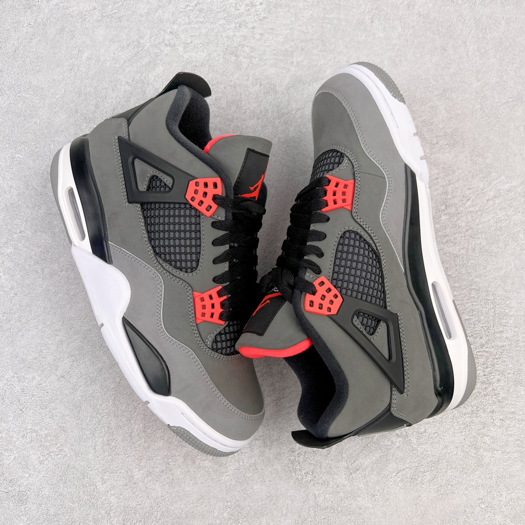 图片[3]-零售💰260 ＃KZ神版福利回馈‼Air Jordan AJ4 \”Infrared\”红外线 DH6927-061 独家外贸特供尺码含 45.5 49.5 50.5 国内外口碑最好最推荐的产品 市场中端王者 亲自操刀耗时半年巨作 全套原纸板楦头开发 确保原汁原味 完美呈现四代版型 一比一鞋头弧度高度鞋身弧度 此版本只针对中端市场 皮料材质有所更替 其他数据细节工艺流程均保持一致 绝不口嗨 细节品控鞋型随意秒杀市面3XX 4XX 原厂TPU网格鞋带扣 正确内里网布 菱角分明不变形无多余毛边 柔软性质感一致于原鞋 市场唯一原厂鞋扣模具 背面可见隐藏注塑口 原厂织唛标 原厂飞人电绣工艺 尾指中部跳三针 独家绑鞋带手法 印刷中底布 四线拉帮 米色美纹纸贴合固定 进口港宝加持 后跟自然饱满 全鞋荧光划线卡点 追求极致完美 每一双都是工艺品 多重QC质检 超越公司货的品控标准 实实在在的免检产品 尺码：40 40.5 41 42 42.5 43 44 44.5 45 45.5 46 47.5 48.5 49.5 50.5 编码：by2936060-运动鞋