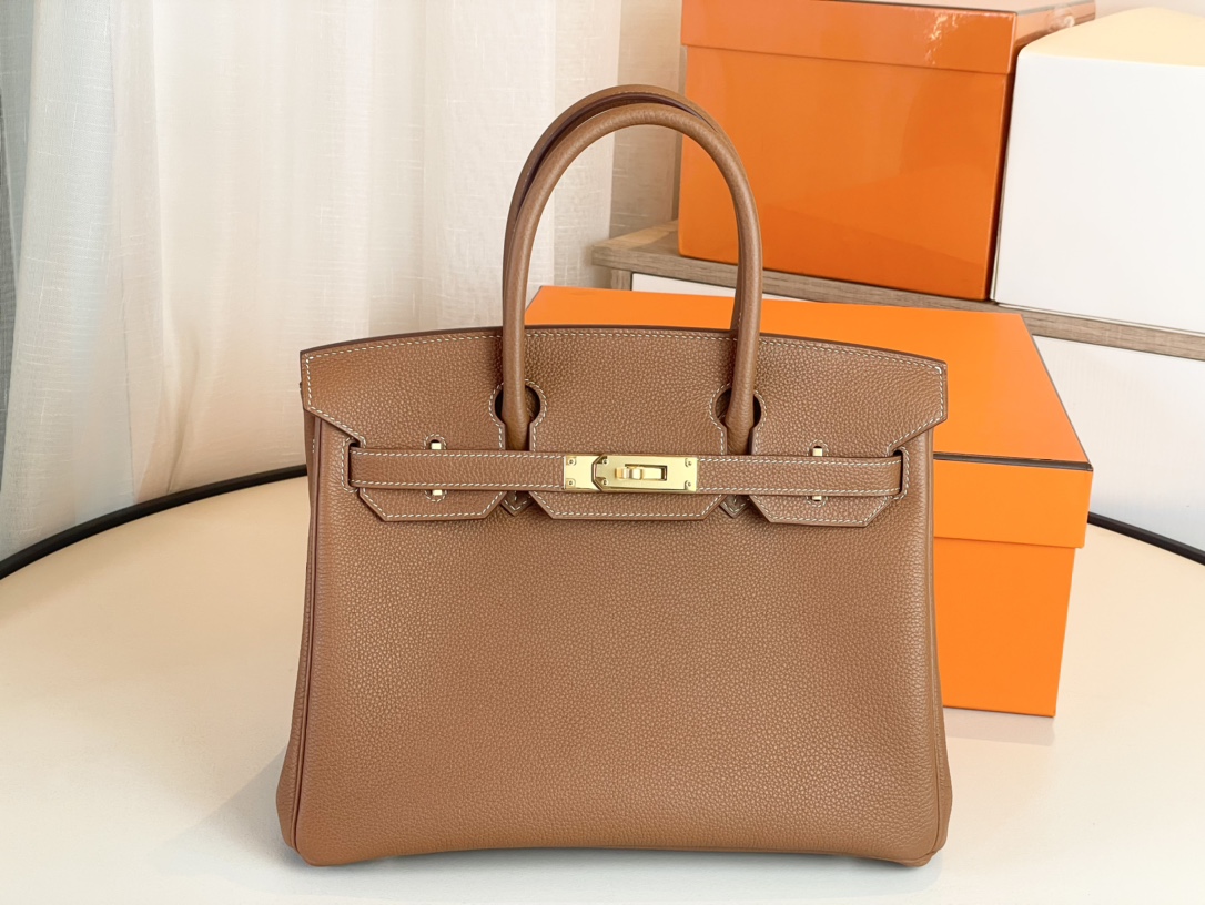 Hermes Birkin Bags Handbags Brown Coffee Color Gold Hardware