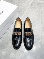 Versace Shoes Plain Toe Men Cowhide Genuine Leather