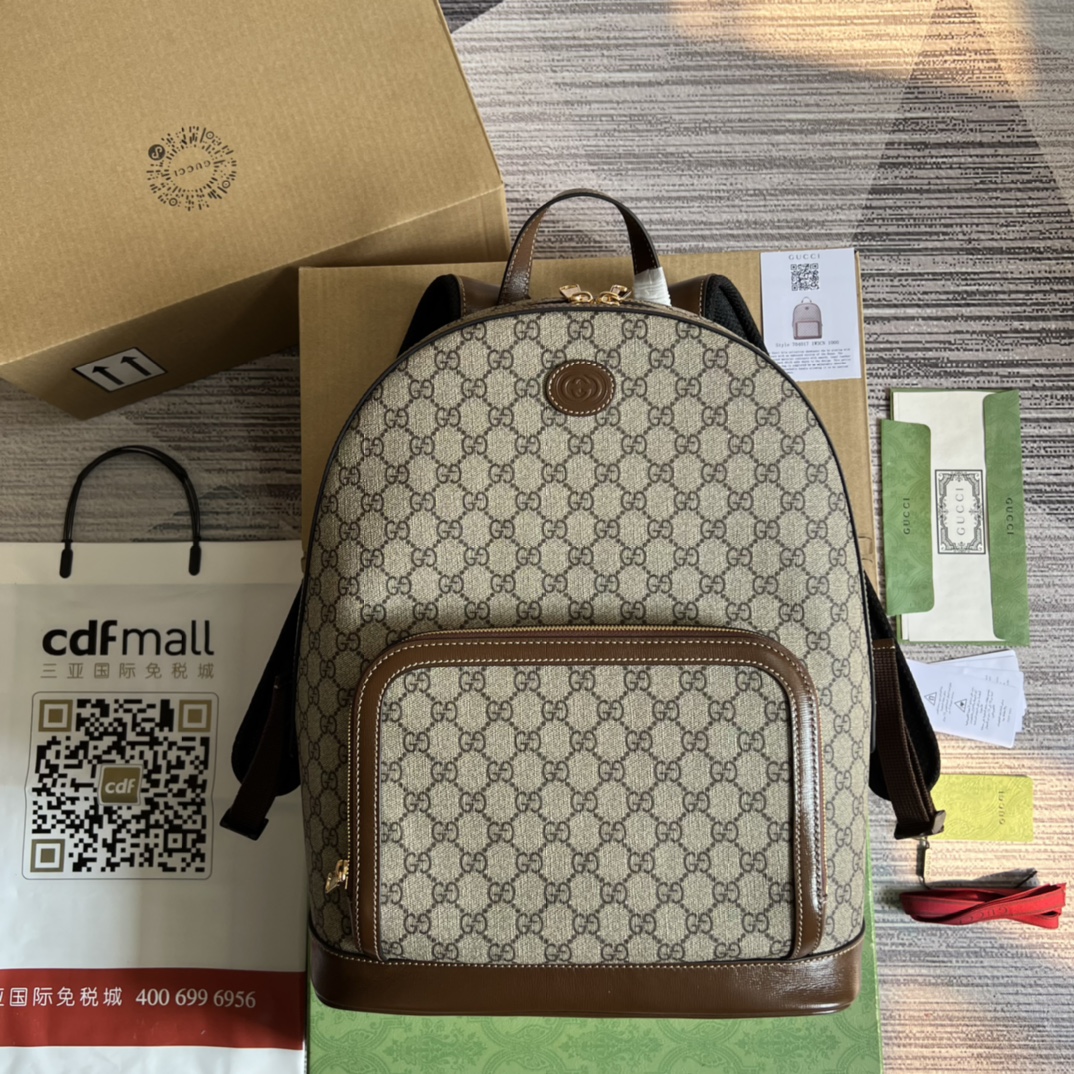GUCCI Interlocking G Backpack GG Supreme Canvas Brown