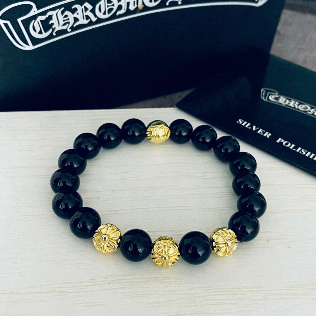 Chrome Hearts Flawless
 Jewelry Bracelet Black Gold Yellow Unisex Fashion