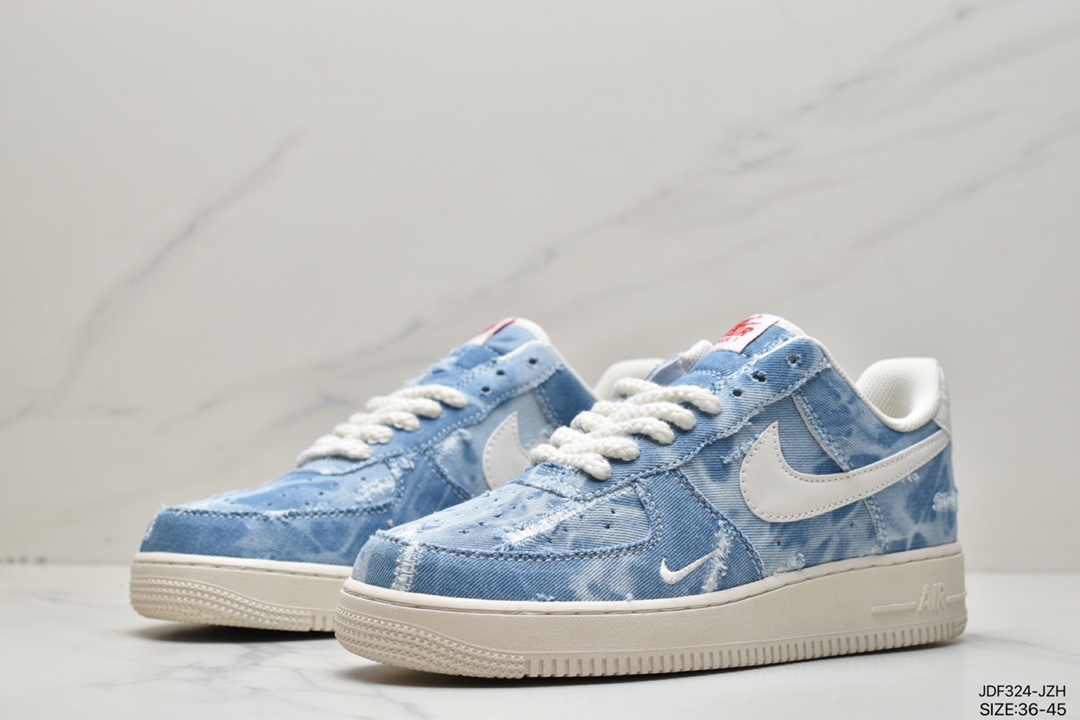 135 耐克Nk Air Force 1'07 Low 丹宁牛仔 空军一号帆布低帮 DY1830-100