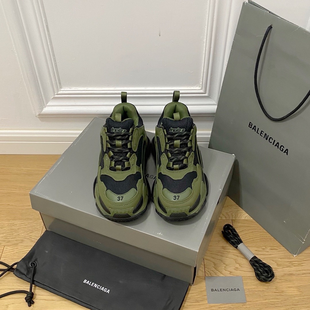 Balenciaga negro y verde · Balenciaga 2022ss nuevo nuevo color triles zapatillas de deporte con suela gruesa zapatos pa…