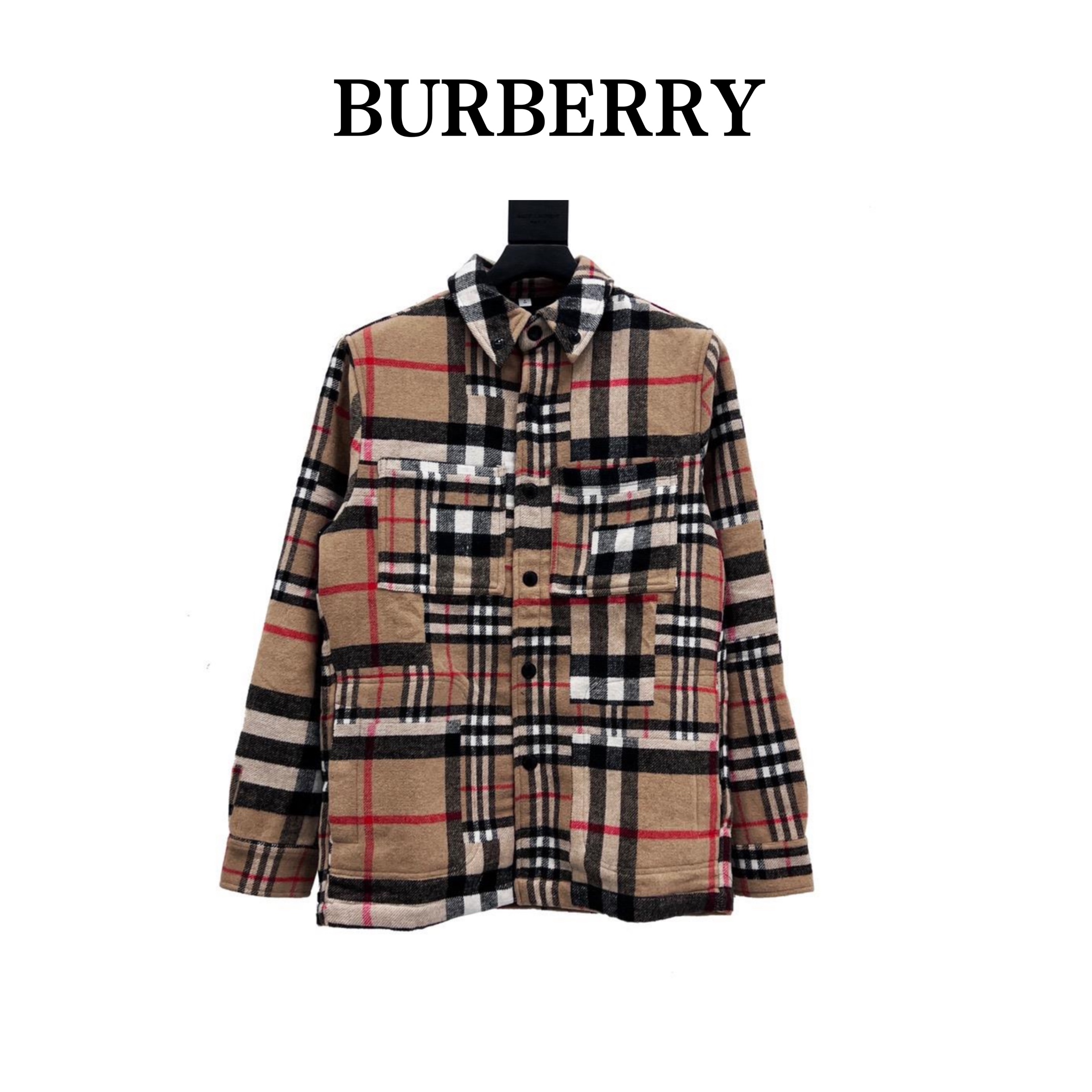 440 Burberry /巴宝莉 22FW裁片格纹羊毛衬衫外套