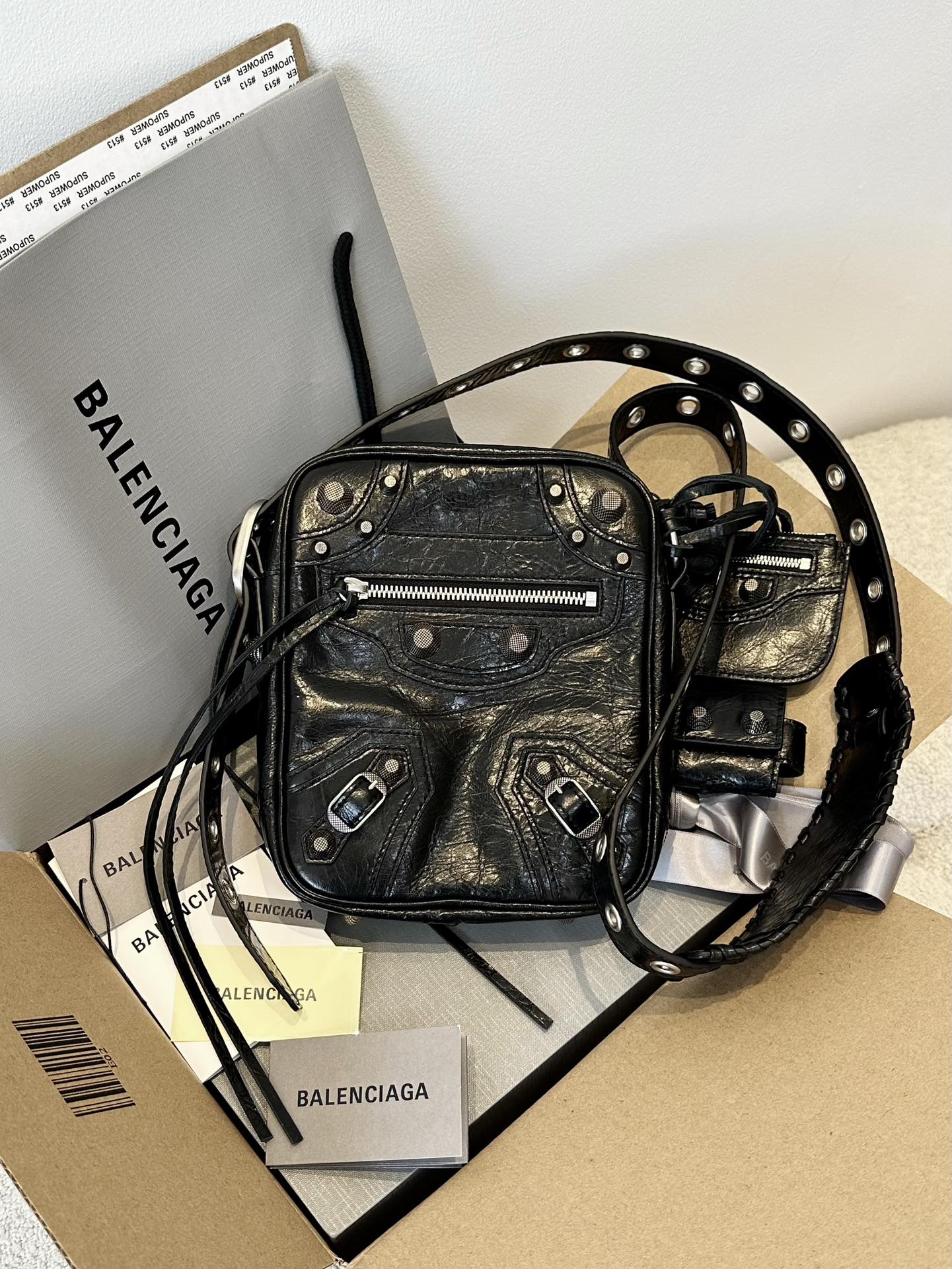 Balenciaga Le Cagole Camera Bags Oil Wax Leather