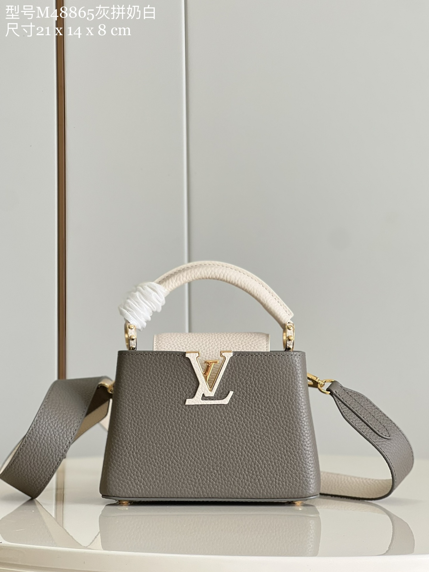 Louis Vuitton LV Capucines Bags Handbags Grey White Taurillon Mini M48865