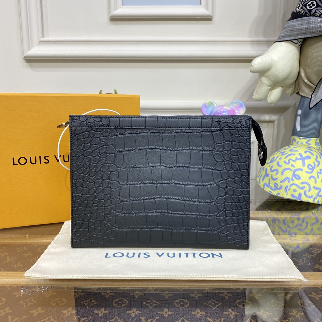 Louis Vuitton Clutches & Pouch Bags Black Monogram Eclipse Canvas Pochette M41696