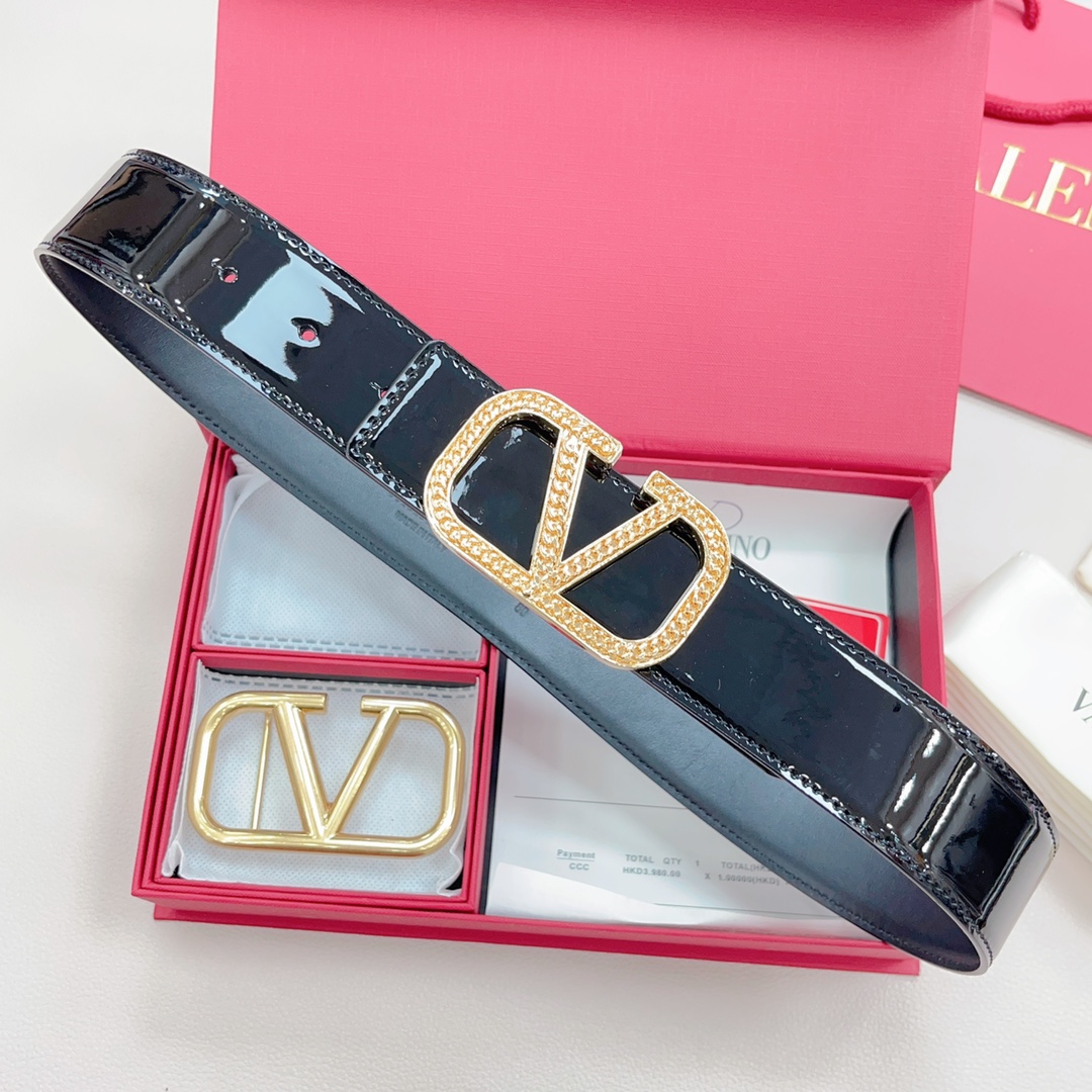 [Valentino Belts]4.0cm Valentino official website new style Double-sided origi