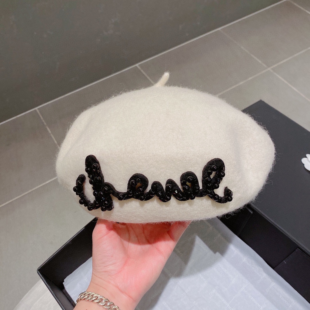 Chanel香奈儿2022秋冬新款毛呢贝雷帽