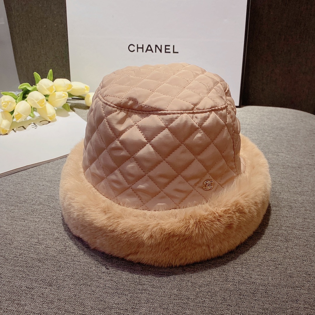 Chanel香奈儿2022秋冬新款兔毛菱格渔夫帽