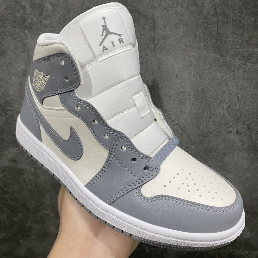 GC(dt) verified version AJ1 Mid gray and white small middle help soot small new color BQ6472-115