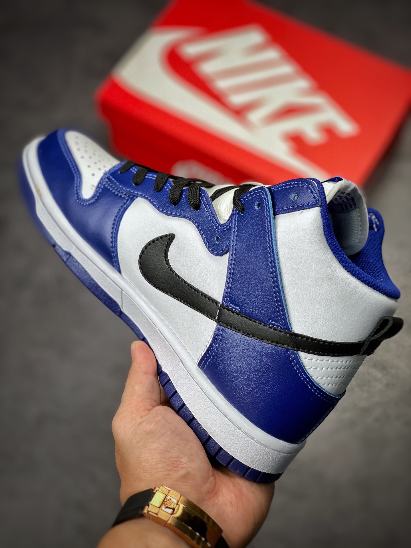 Nike Dunk High trend retro black and white blue DD1869-400
