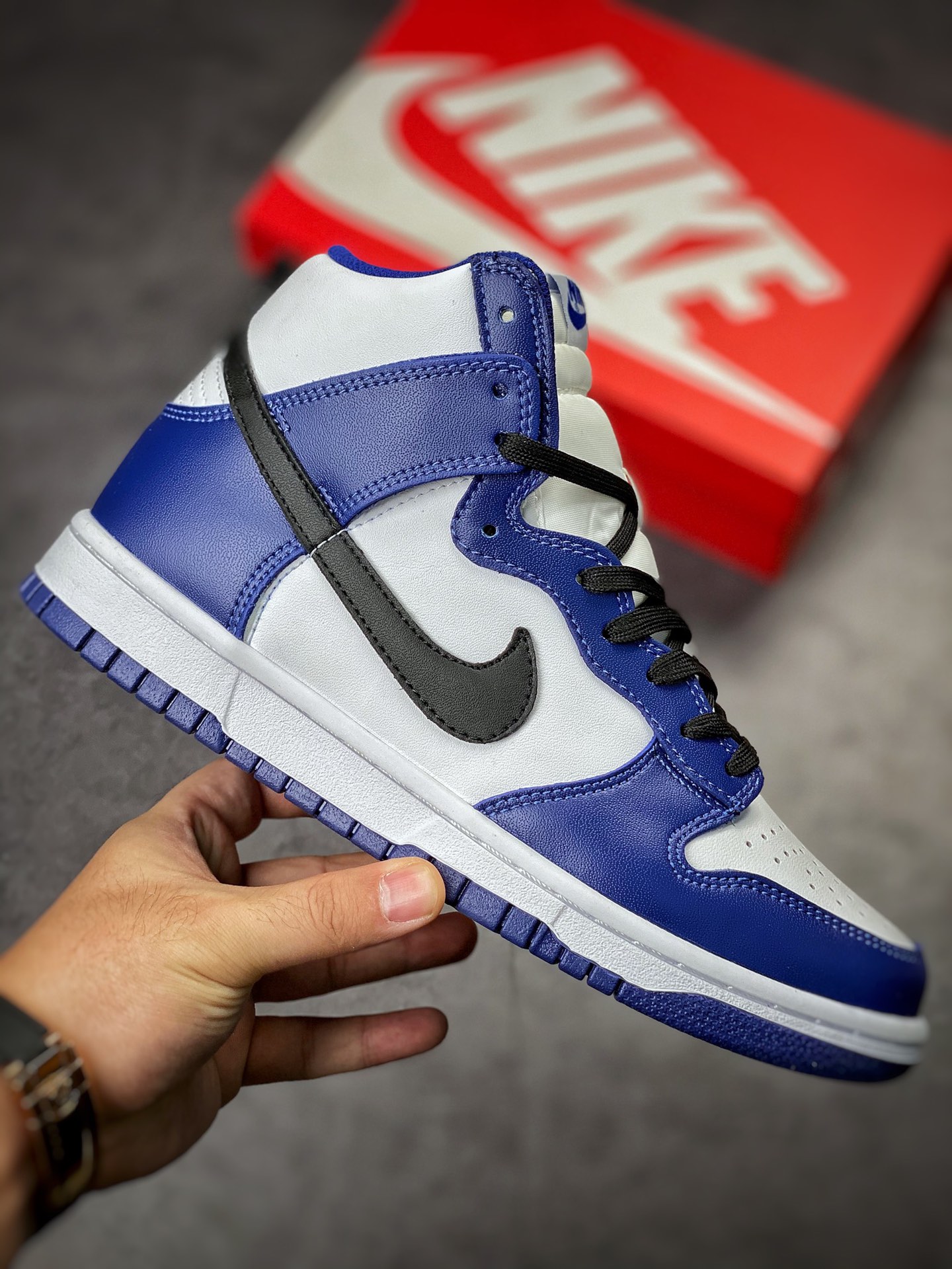 Nike Dunk High trend retro black and white blue DD1869-400