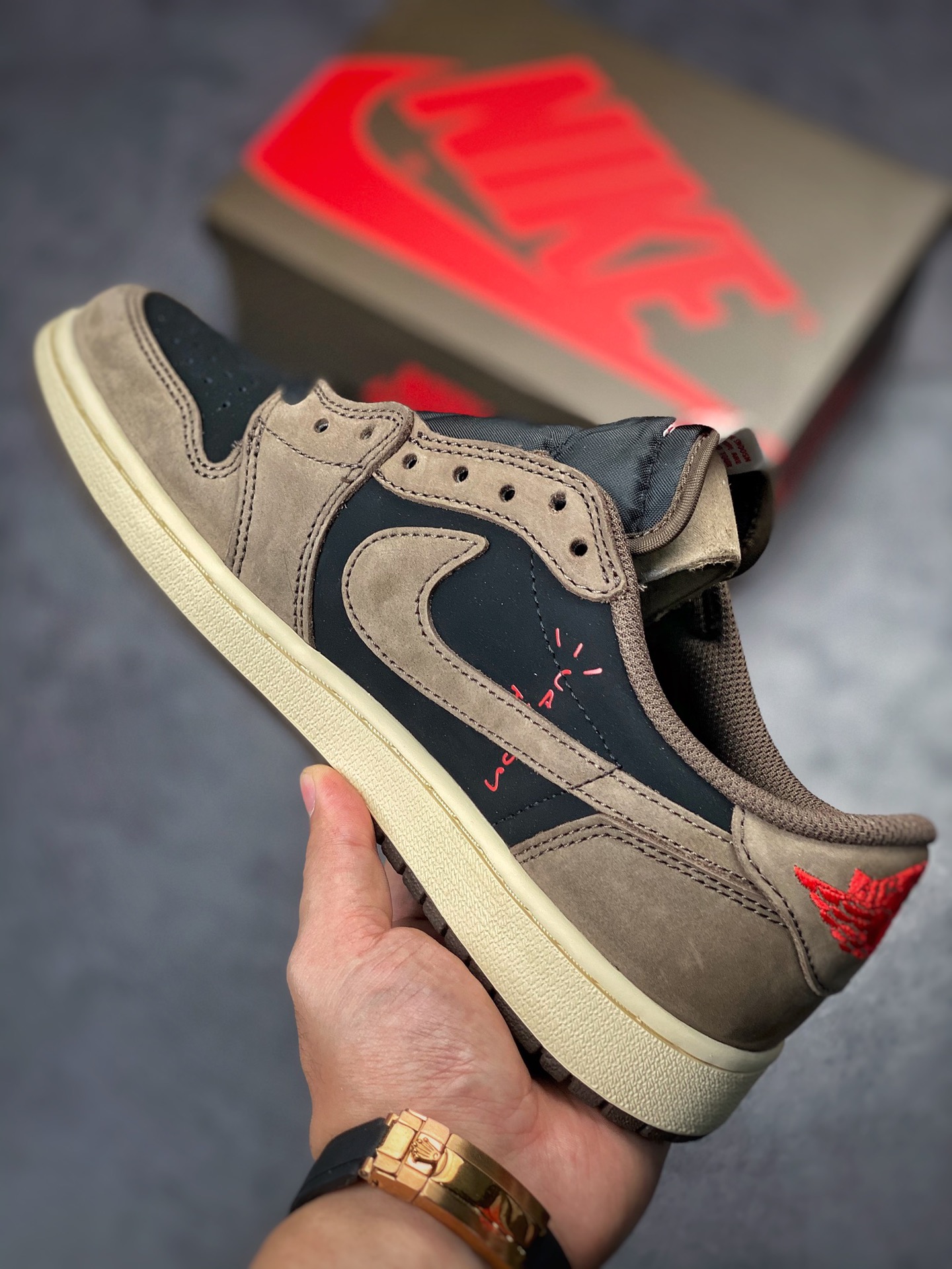 Travis Scott x Air Jordan AJ1 Low OG SP TS joint dark brown barb low help CQ4277-001