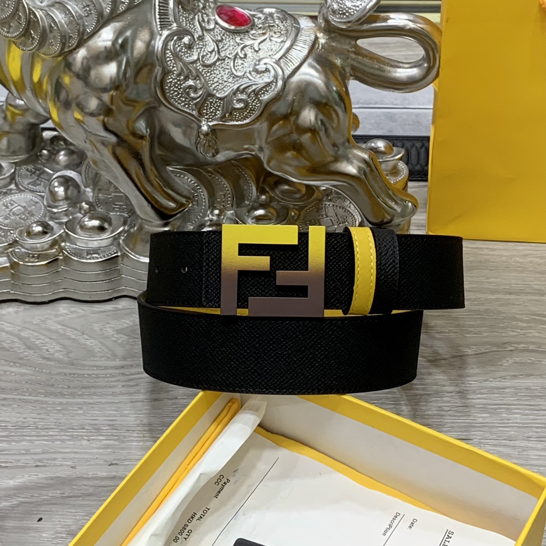 FENDl芬迪宽40MM双面原版小牛