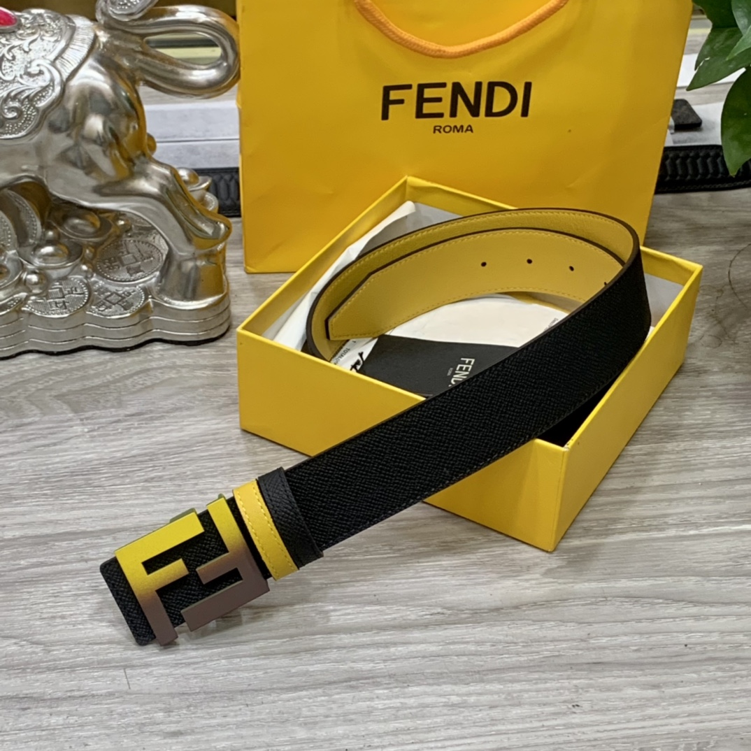 FENDl芬迪宽40MM双面原版小牛
